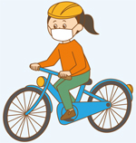 イラスト：自転車損害賠償保険等への加入とヘルメット着用について