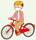 イラスト：自転車損害賠償保険等への加入とヘルメット着用について