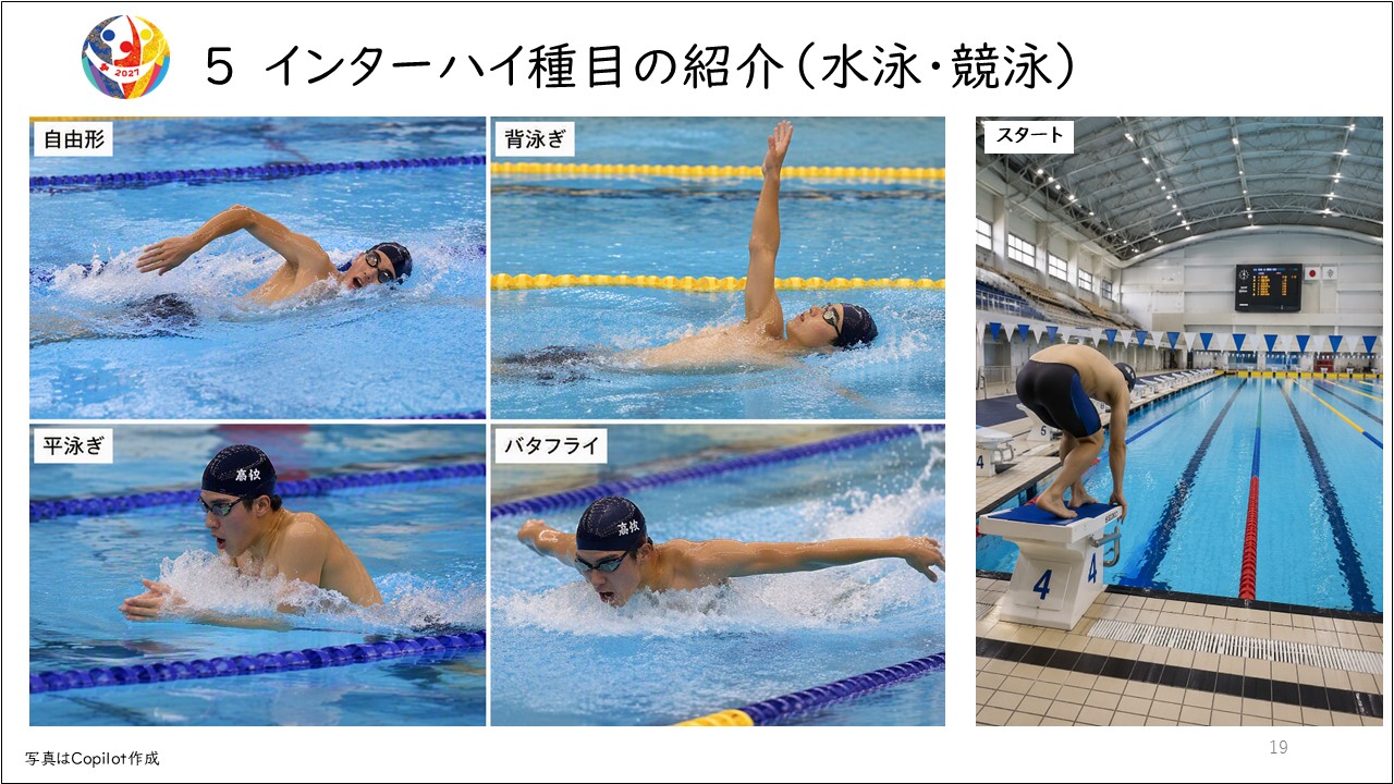 水泳（競泳）競技の説明資料のスライド