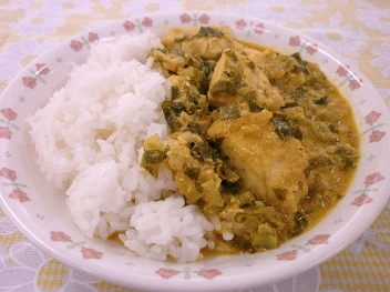 白身魚と明日葉のカレー3