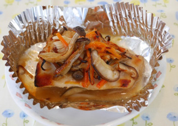 魚とキノコのみそ漬け焼きの写真