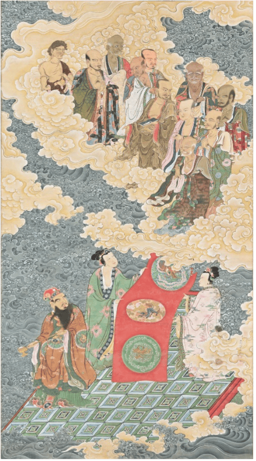  絹本着色五百羅漢図　兆溪元明筆