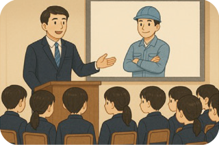 イラスト：学校の特色や企業で働く卒業生の様子を知ろう